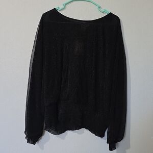 Black Sheer Shimmer Long Sleeve Top